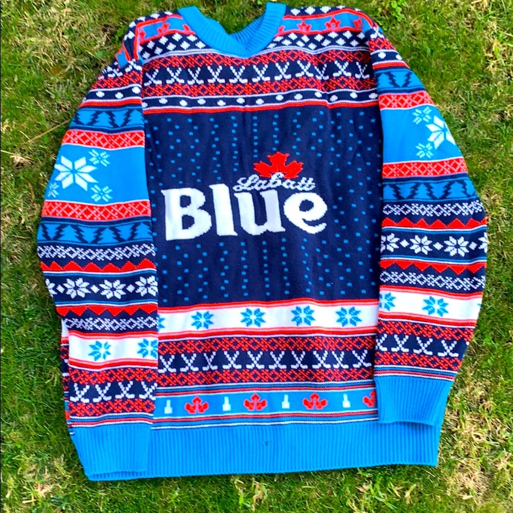 Labatt Blue Beer Men’s XL Ugly Christmas Sweater
